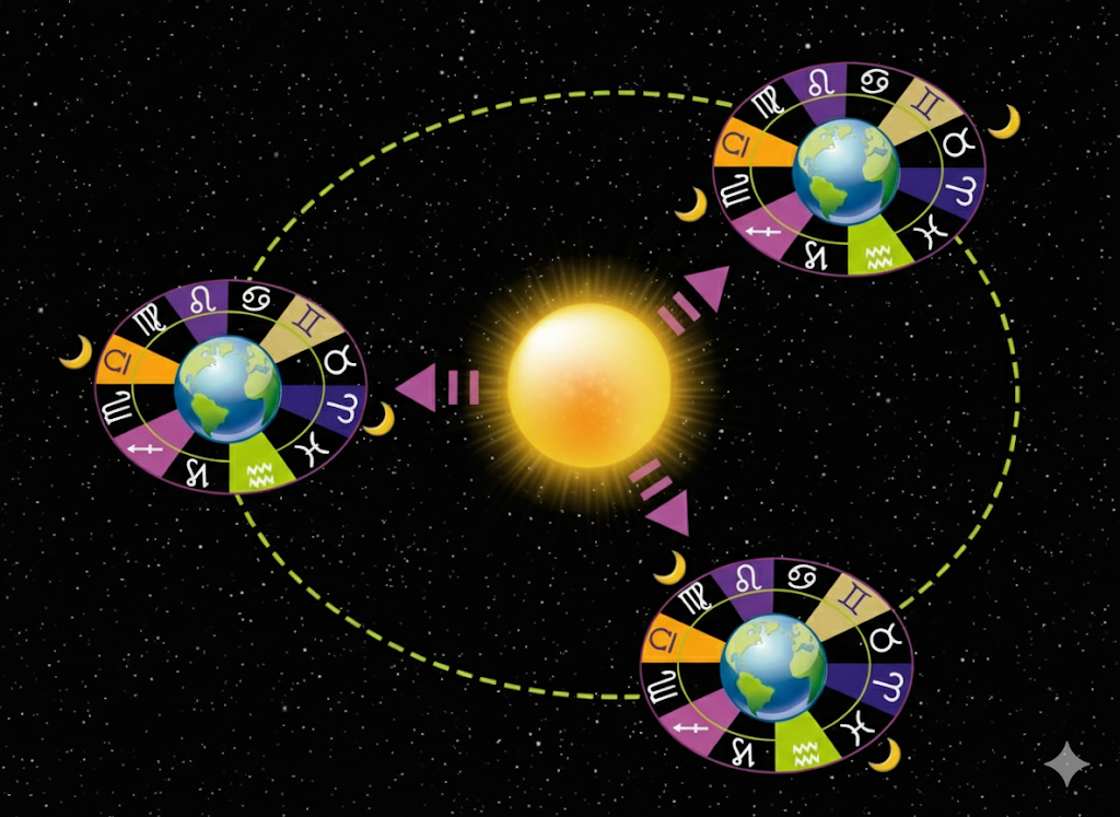 Illustration du champ énergétique et zodiacal émanant de la Terre